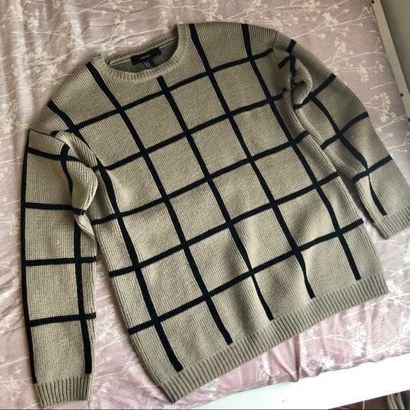 Forever 21 Sweaters - Oversized Black and Tan Windowpane Sweater